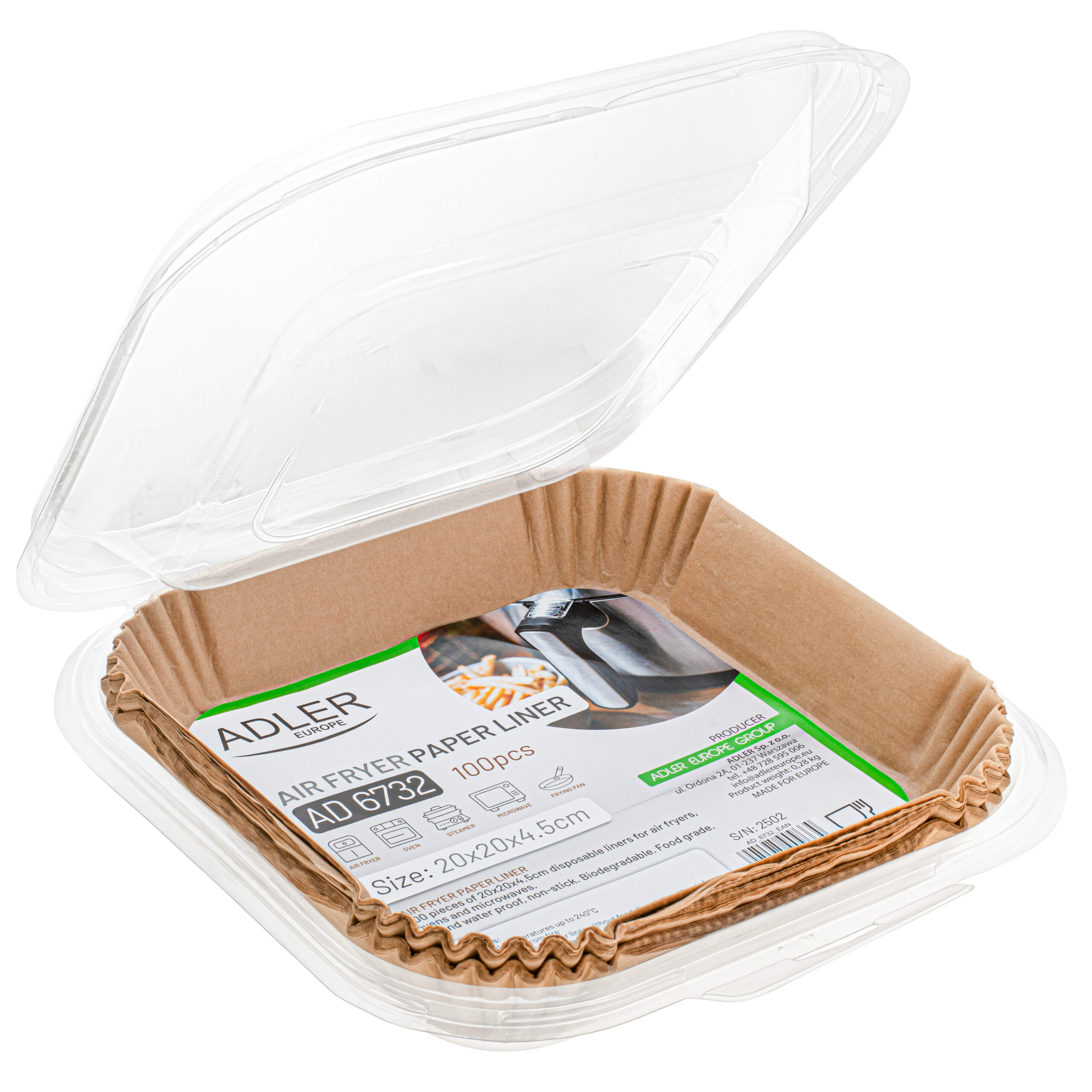 Adler Paper Liners for Air Fryer | AD 6732 | 100 | Dimensions (W x L) 20 x 20 x 4.5 cm - Image 10