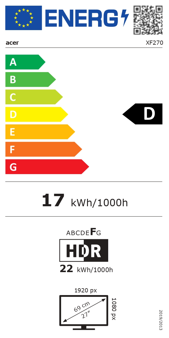 Acer XF270 X1biiph | 27 " | IPS | 16:9 | 200 Hz | 4 ms | 1920 x 1080 pixels | 250 cd/m² | HDMI ports quantity 2 | Black - Image 5