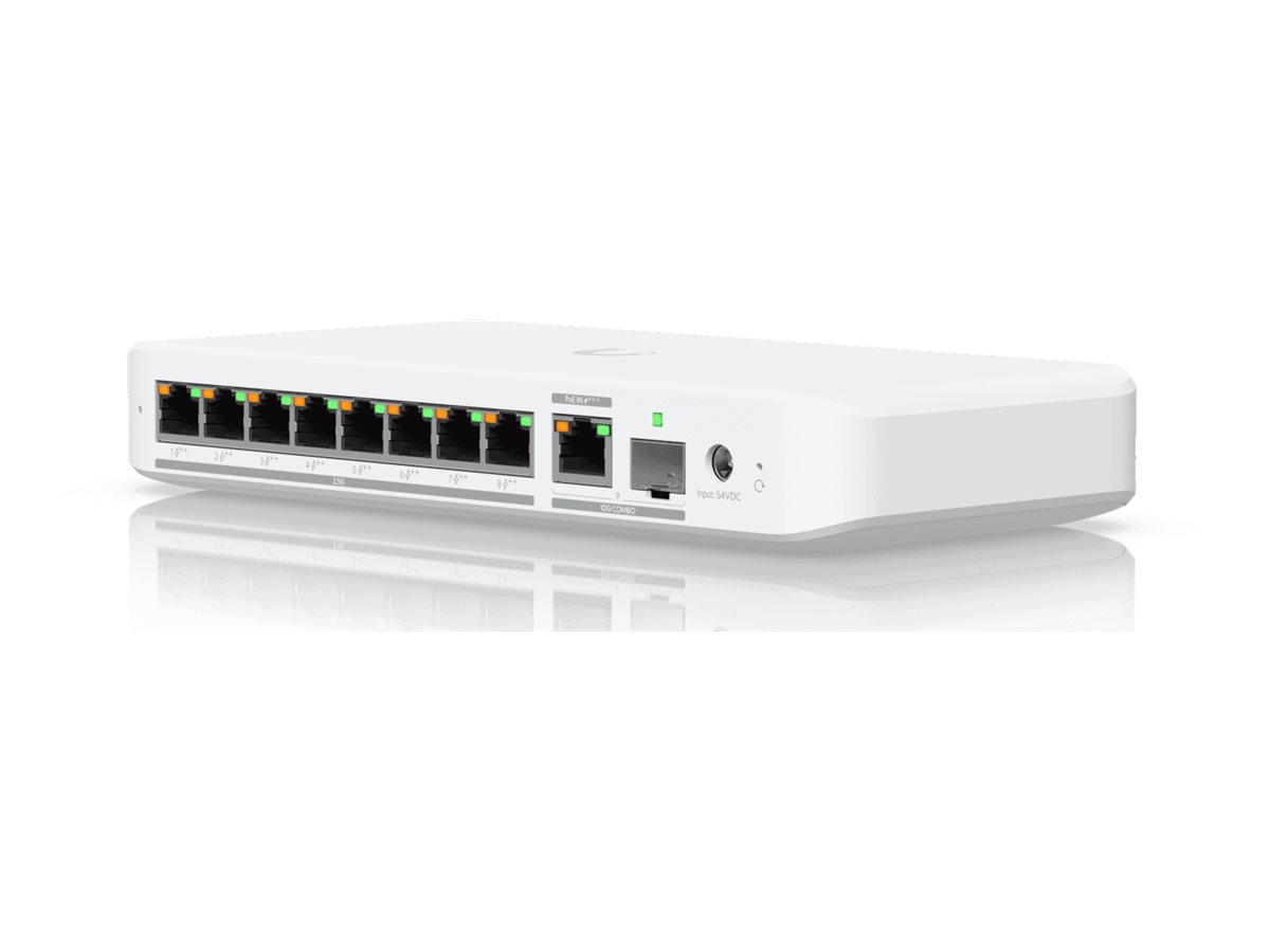 Ubiquiti Flexible, 8-port 2.5 GbE PoE++ switch with a 10 GbE RJ45/SFP+ combination uplink port | USW-Flex-2.5G-8-PoE | Managed | Wall-mountable/Desktop