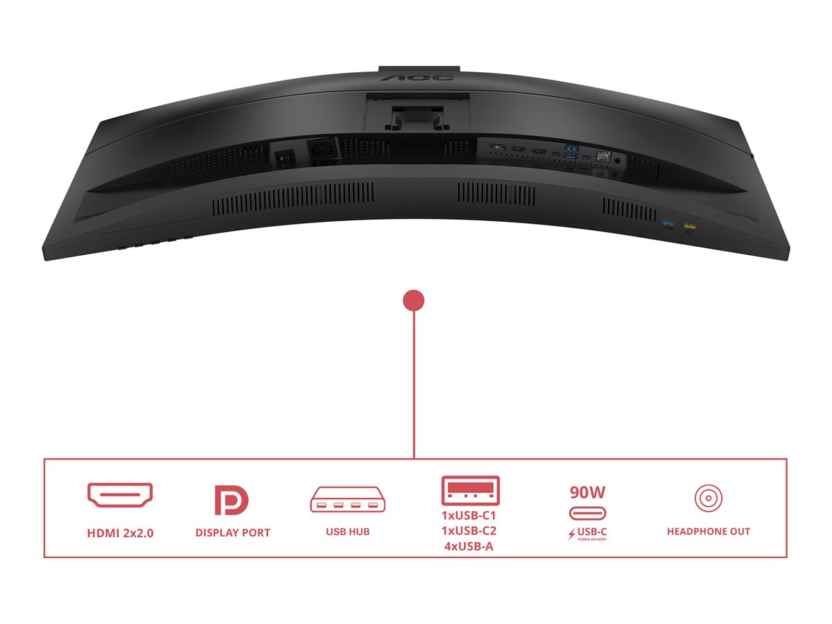 AOC | CU34E4CW | 34 " | VA | UWQHD | 120 Hz | 4 ms | 3440 x 1440 pixels | 350 cd/m² | HDMI ports quantity 2 | Black - Image 24