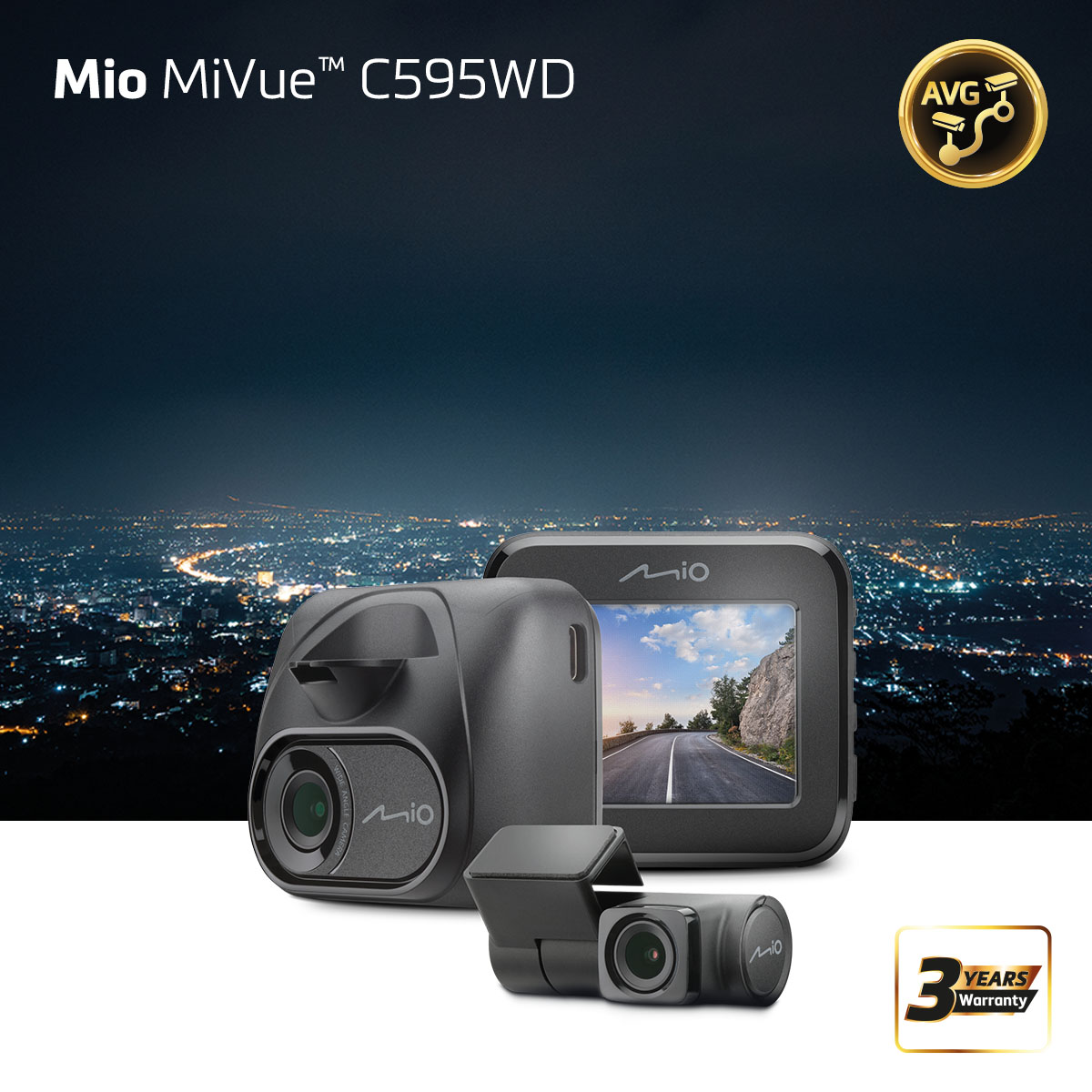 Mio MiVue C595WD (T30 rear cam), Full HD, STARVIS, Speedcam | GPS | Wi-Fi