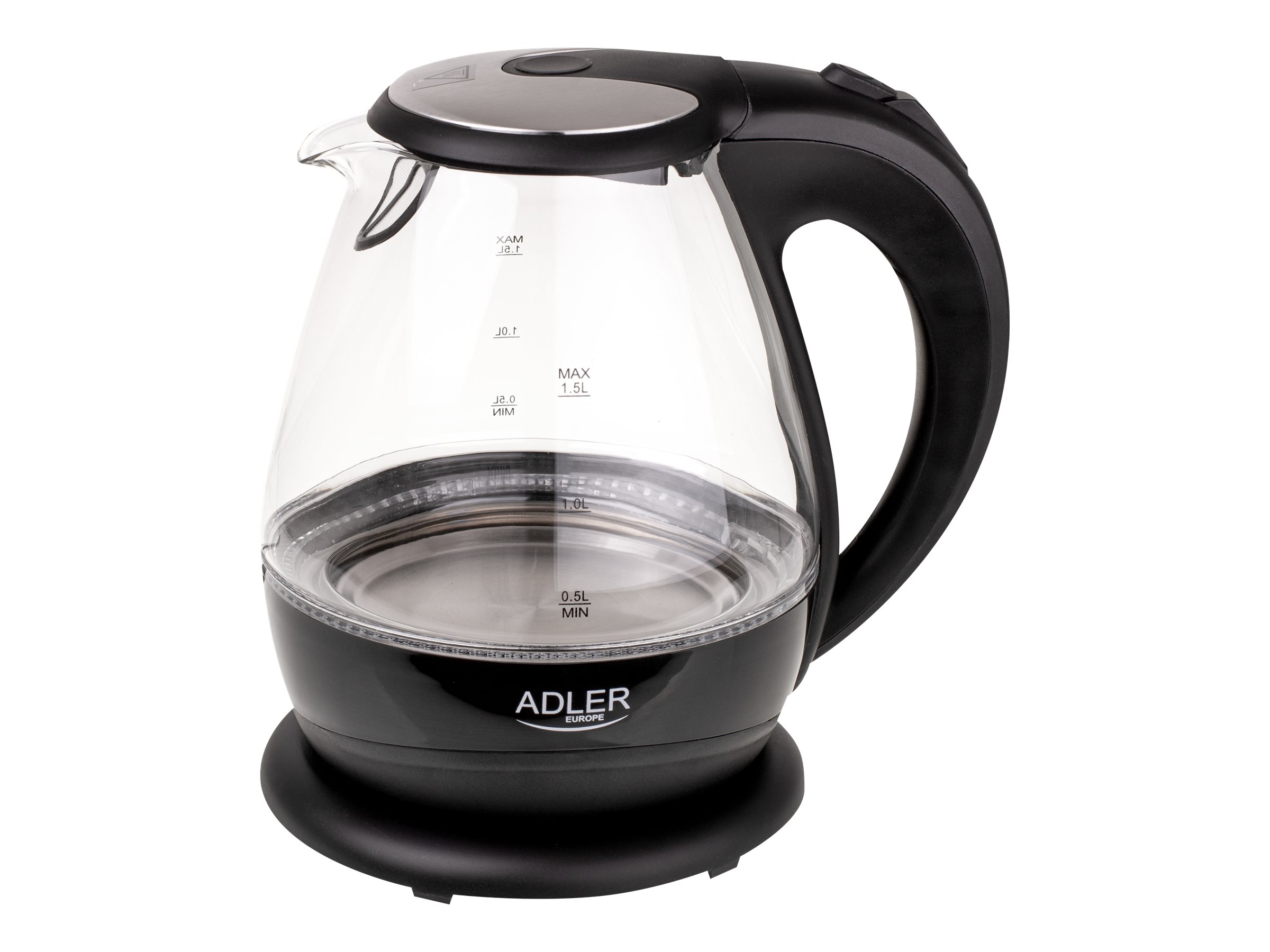 Kettle | Adler | Kettle | AD 1224 | Standard | 2000 W | 1.5 L | Glass | 360° rotational base | Black - Image 5
