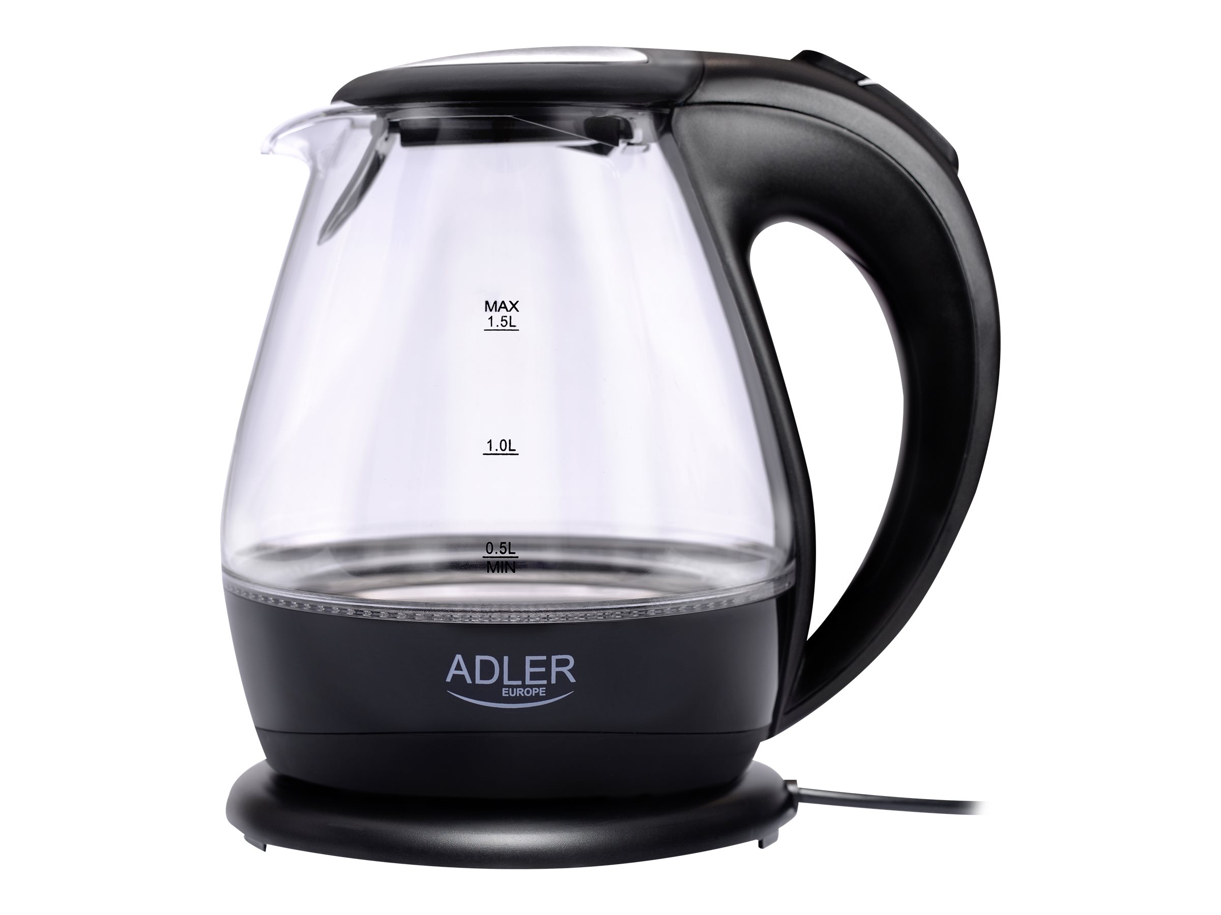 Kettle | Adler | Kettle | AD 1224 | Standard | 2000 W | 1.5 L | Glass | 360° rotational base | Black - Image 6