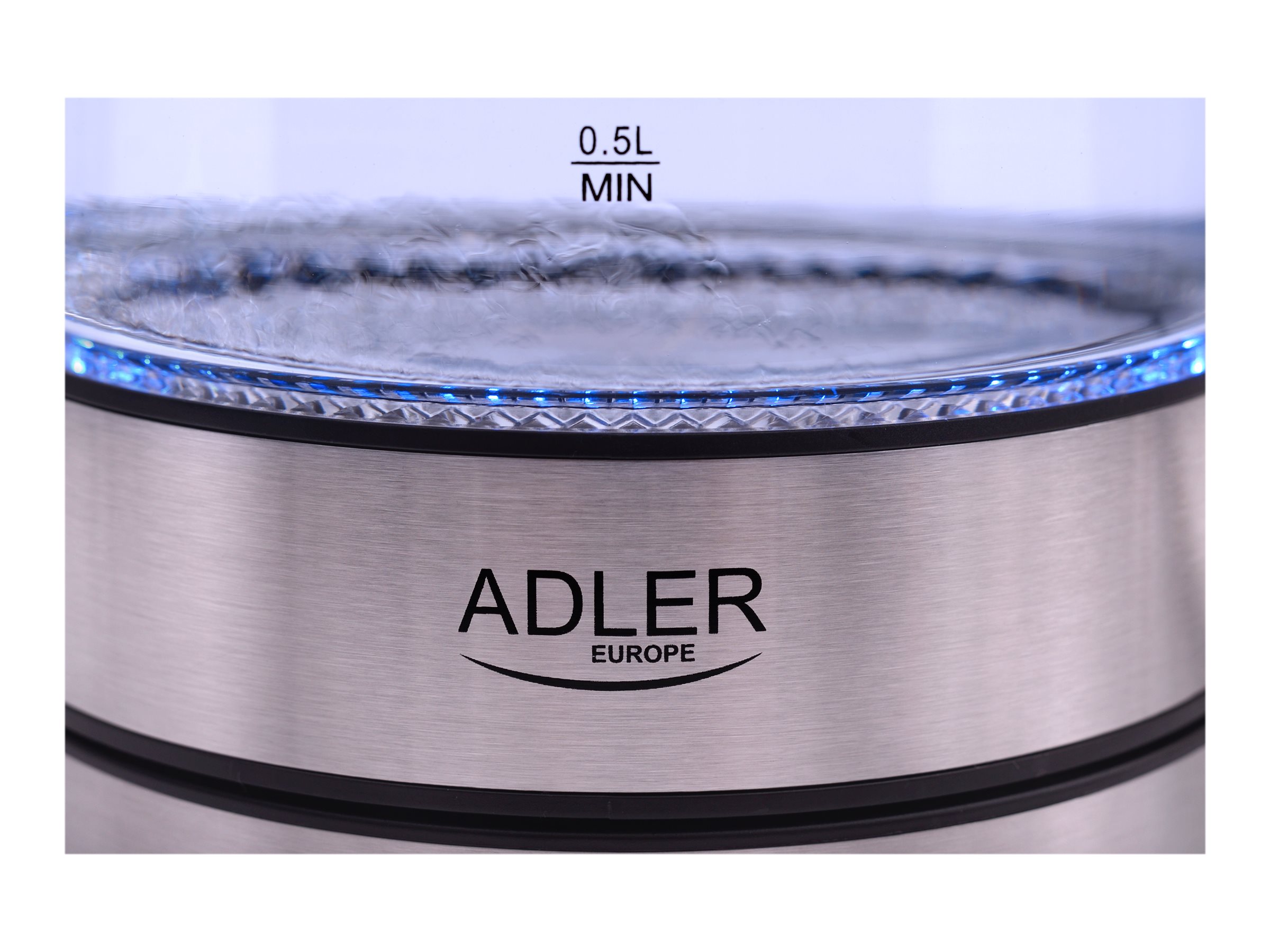Adler | Kettle | AD 1225 | Standard | 2000 W | 1.7 L | Glass | 360° rotational base | Transparent/Stainless steel - Image 12