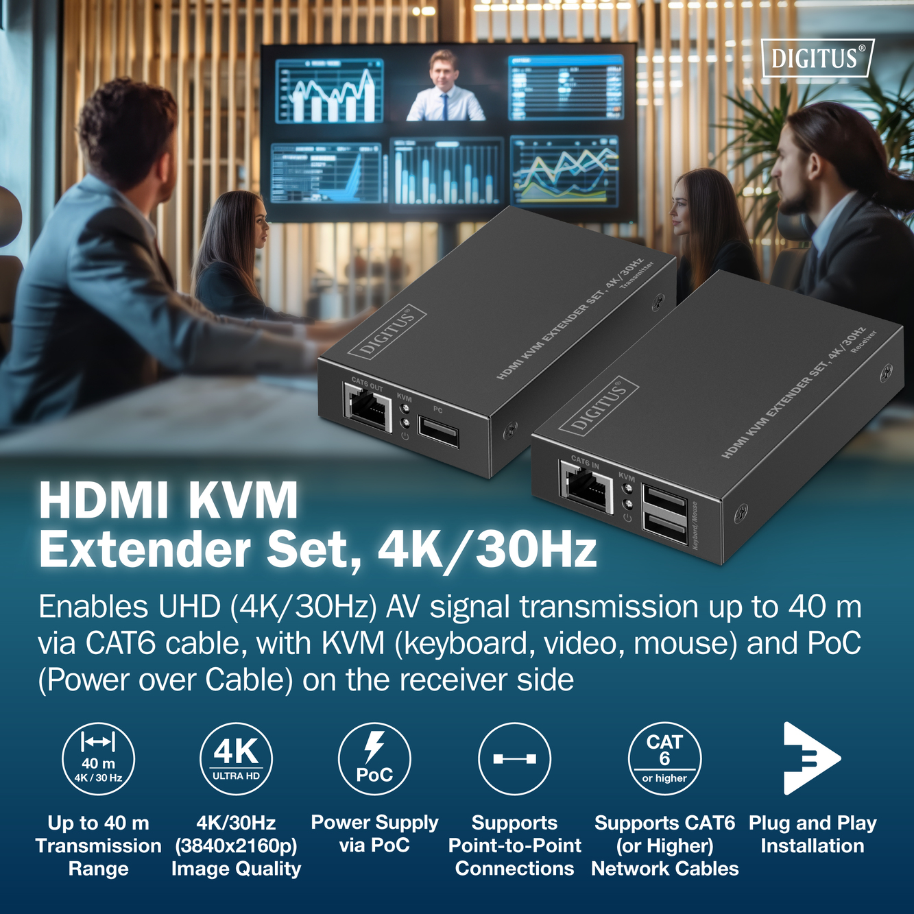 Digitus | HDMI KVM Extender Set, 4K/30Hz | DS-55357 - Image 4