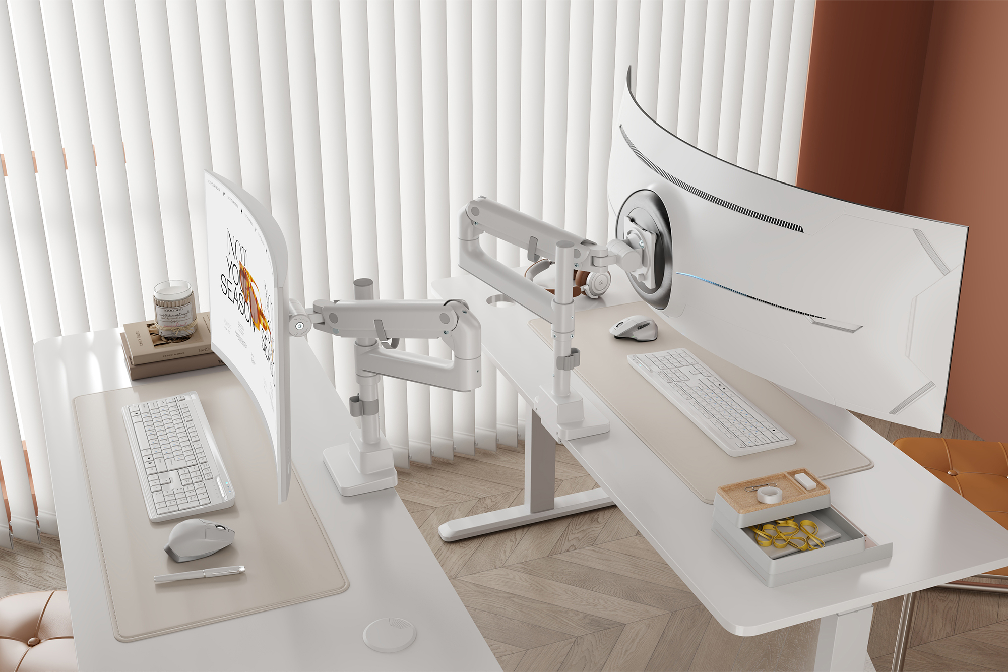 Digitus Desk Mount | DA-90476 Single Monitor Mount | Height, tilt, pivot, rotation, depth | 57 " | Maximum weight (capacity) 27 kg | White - Image 8