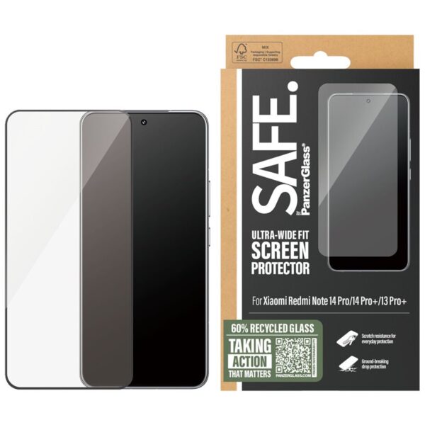 PanzerGlass Screen protector | Xiaomi | Redmi Note 14 Pro, 14 Pro+, 13 Pro+ | Glass | Transparent | Ultra-Wide Fit