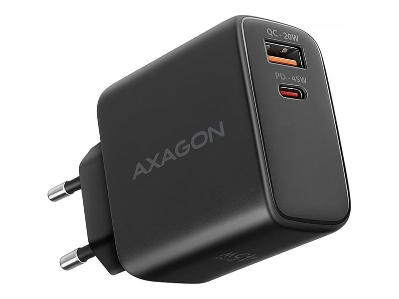 AXAGON GaN wallcharger 2x port (USB-A + USB-C), PD3.0/PPS/QC4+/SFC2.0/AFC/SCP/FCP/Apple, 45W | ACU-PQ45 - Image 2