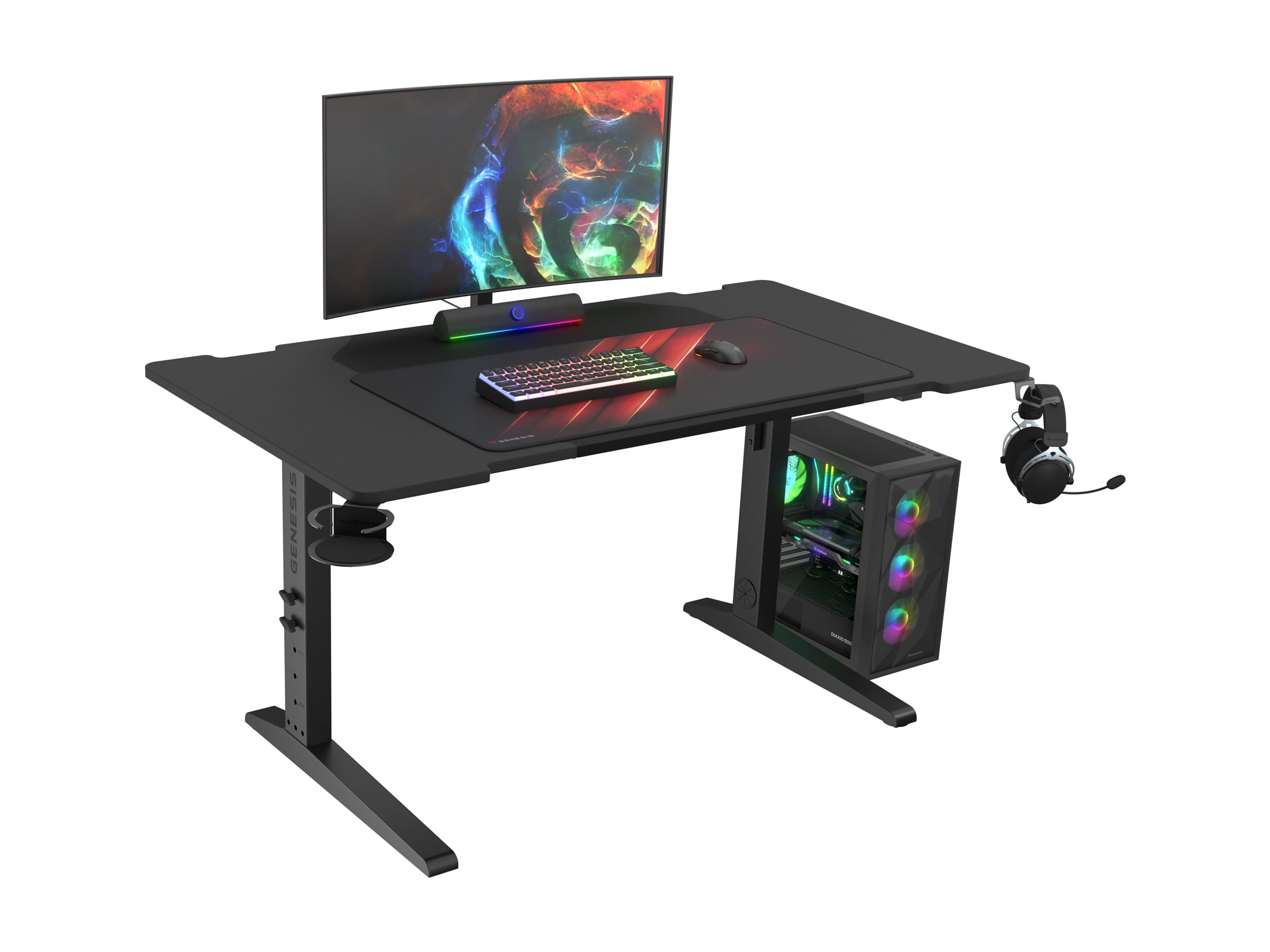 Genesis | Modular Gaming Desk | Holm 140 RGB | Anthracite Black - Image 12