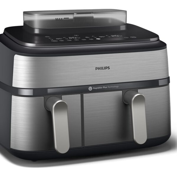 Philips Dual Basket Airfryer | NA555/00 5000 series | Power 2750 W | Capacity 9 L | RapidAir Plus | Silver