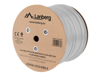 Lanberg | LAN Cable CAT.6A UFTP 305M Solid CU LSZH Grey CPR + Fluke Passed | LCUF6L-11CU-0305-S
