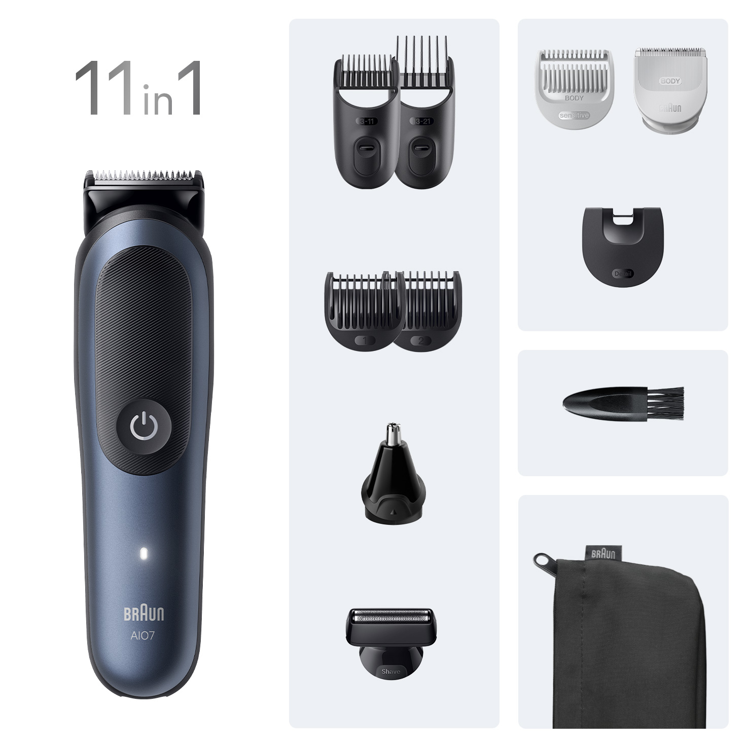 Braun 11in1 Grooming Kit | All-in-One Series 7 AIO7540 | Cordless | Number of length steps 14 | Black/Blue - Image 3
