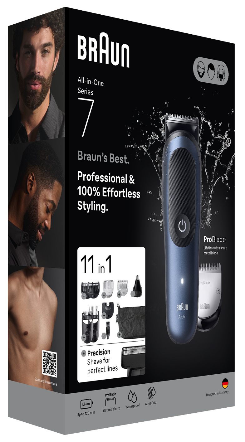 Braun 11in1 Grooming Kit | All-in-One Series 7 AIO7540 | Cordless | Number of length steps 14 | Black/Blue - Image 5
