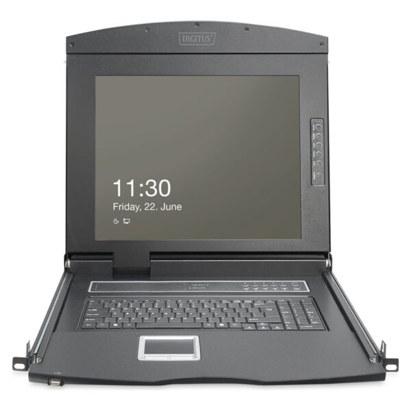 DIGITUS Modular HD LCD KVM console with 19" TFT, 16-port VGA KVM connection, touchpad, US keyboard layout | Digitus