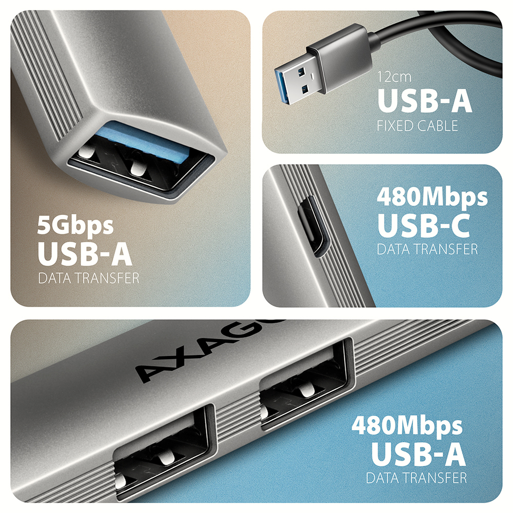 AXAGON ALU STRIP USB-A 4 port hub | HUE-STA - Image 4