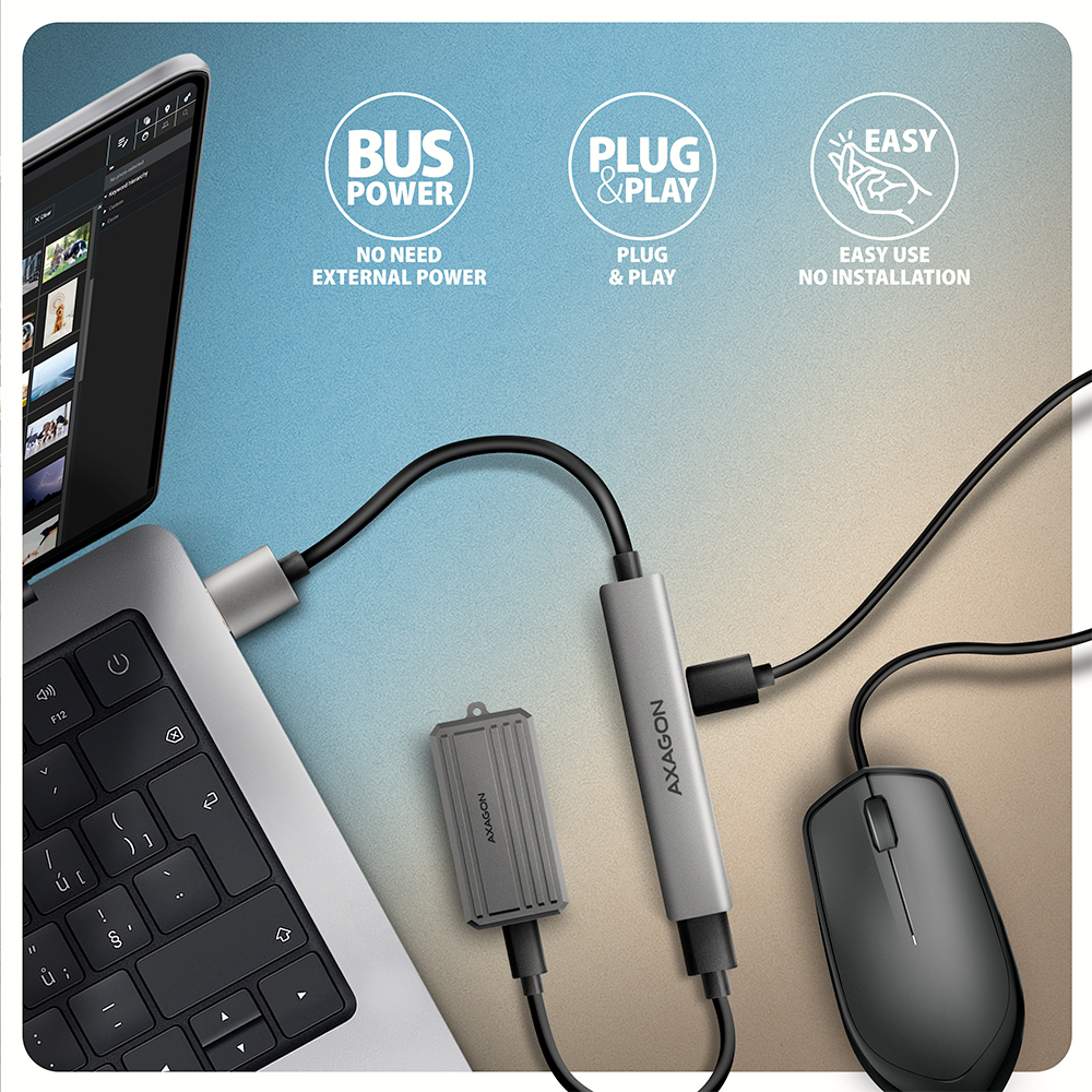 AXAGON ALU STRIP USB-A 4 port hub | HUE-STA - Image 5