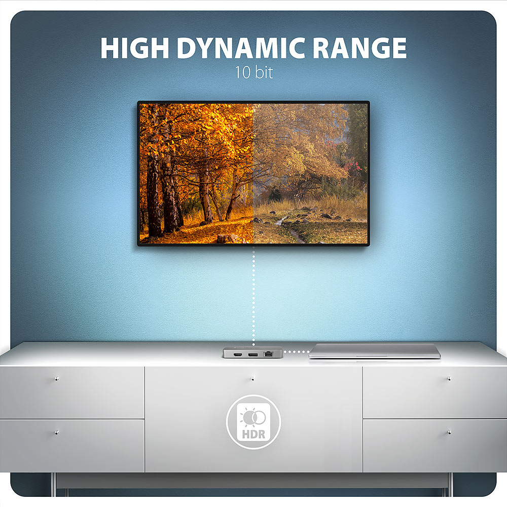 AXAGON USB-C 10Gbps DUAL 4K DISPLAY 7in1 hub | HMC-CUB83X2 - Image 6