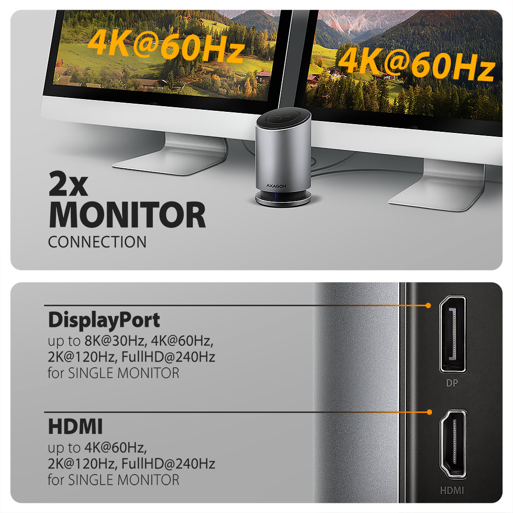 AXAGON USB-C 10Gbps Wireless Charging 9in1 hub | HMC-WL9 - Image 2