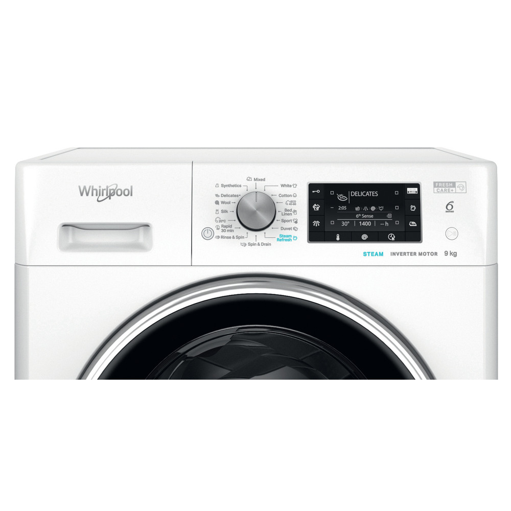 Whirlpool Washing machine | FFD 9489 BCV EE | Energy efficiency class A | Front loading | Washing capacity 9 kg | 1400 RPM | Depth 63 cm | Width 60 cm | Display | LCD | Steam function | White - Image 4