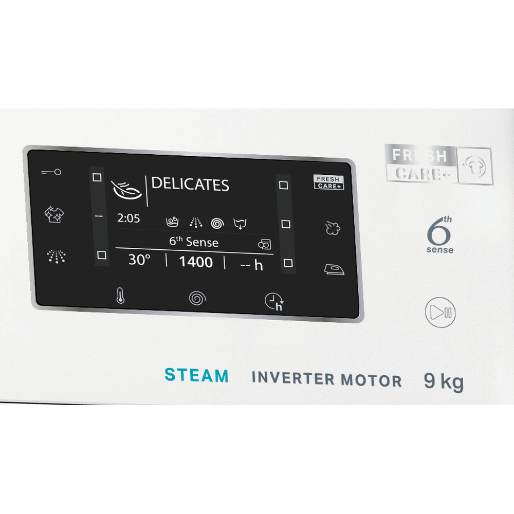 Whirlpool Washing machine | FFD 9489 BCV EE | Energy efficiency class A | Front loading | Washing capacity 9 kg | 1400 RPM | Depth 63 cm | Width 60 cm | Display | LCD | Steam function | White - Image 6