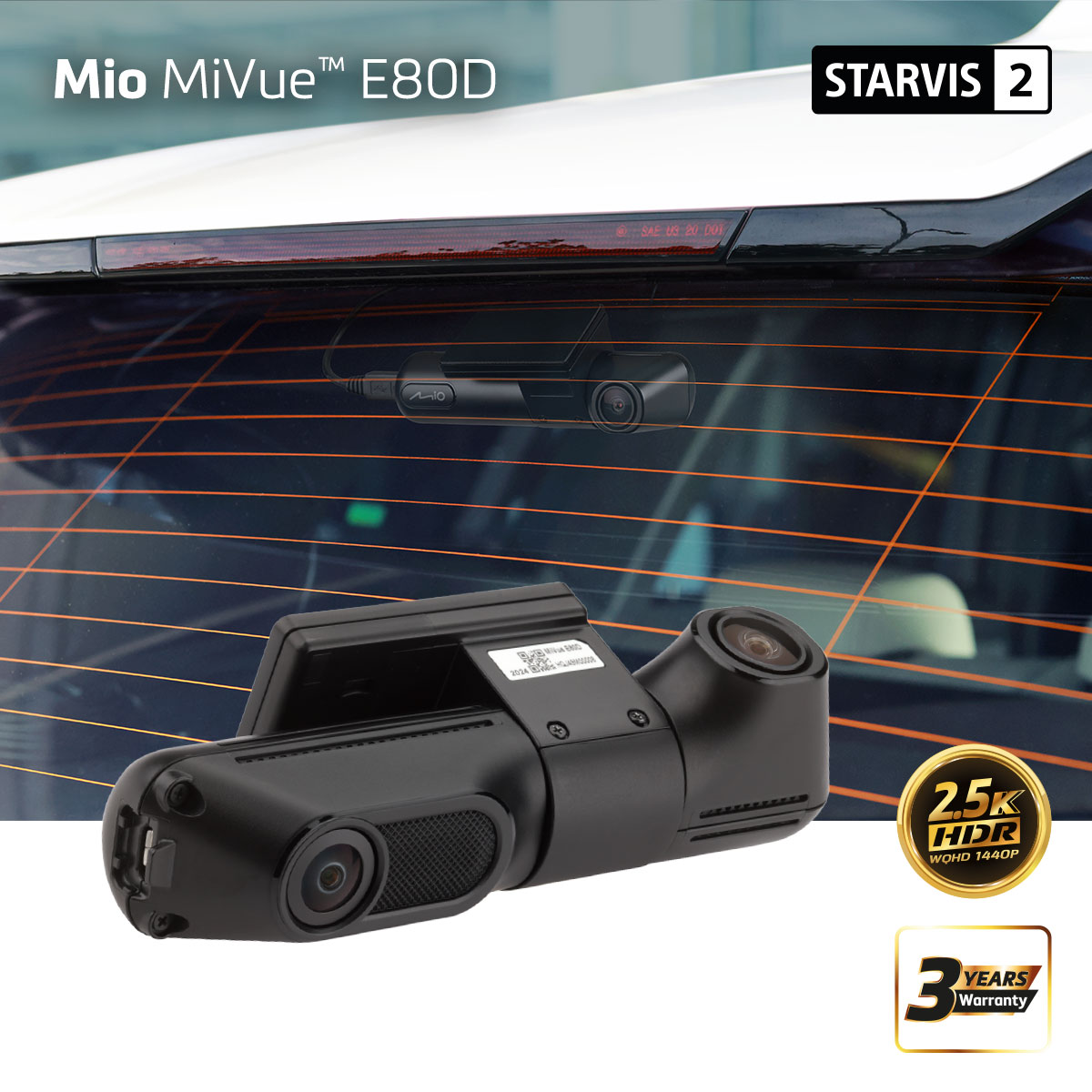 Mio MiVue E80D HDR Dual Rear Camera - Image 3