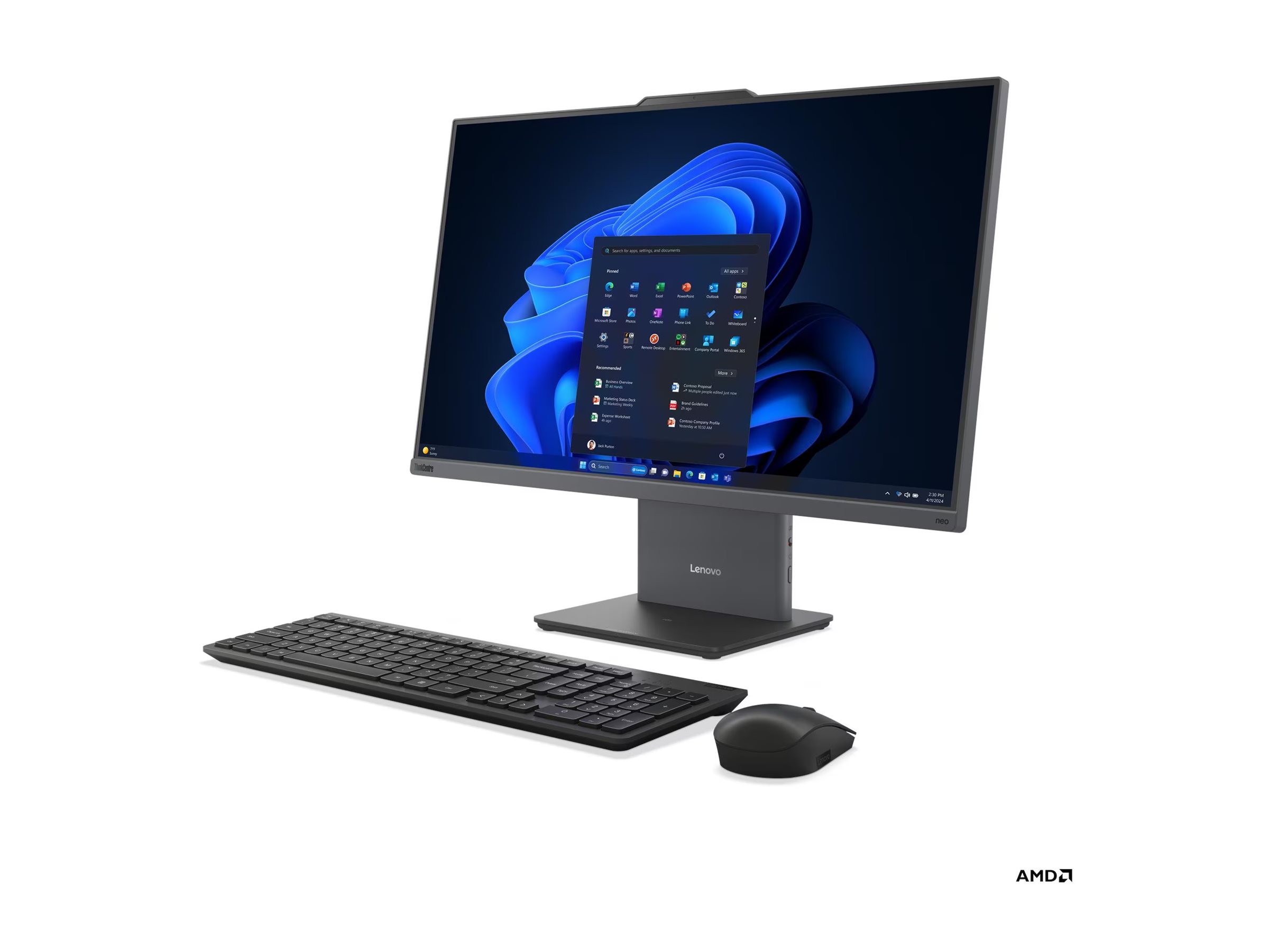 Lenovo ThinkCentre neo 55a 24 Gen 6 Touch 23.8 FHD AMD R5 220/16GB/512GB/AMD Radeon 740M/WIN11 Pro/ENG kbd/Luna Grey/3Y Warranty | Lenovo - Image 2
