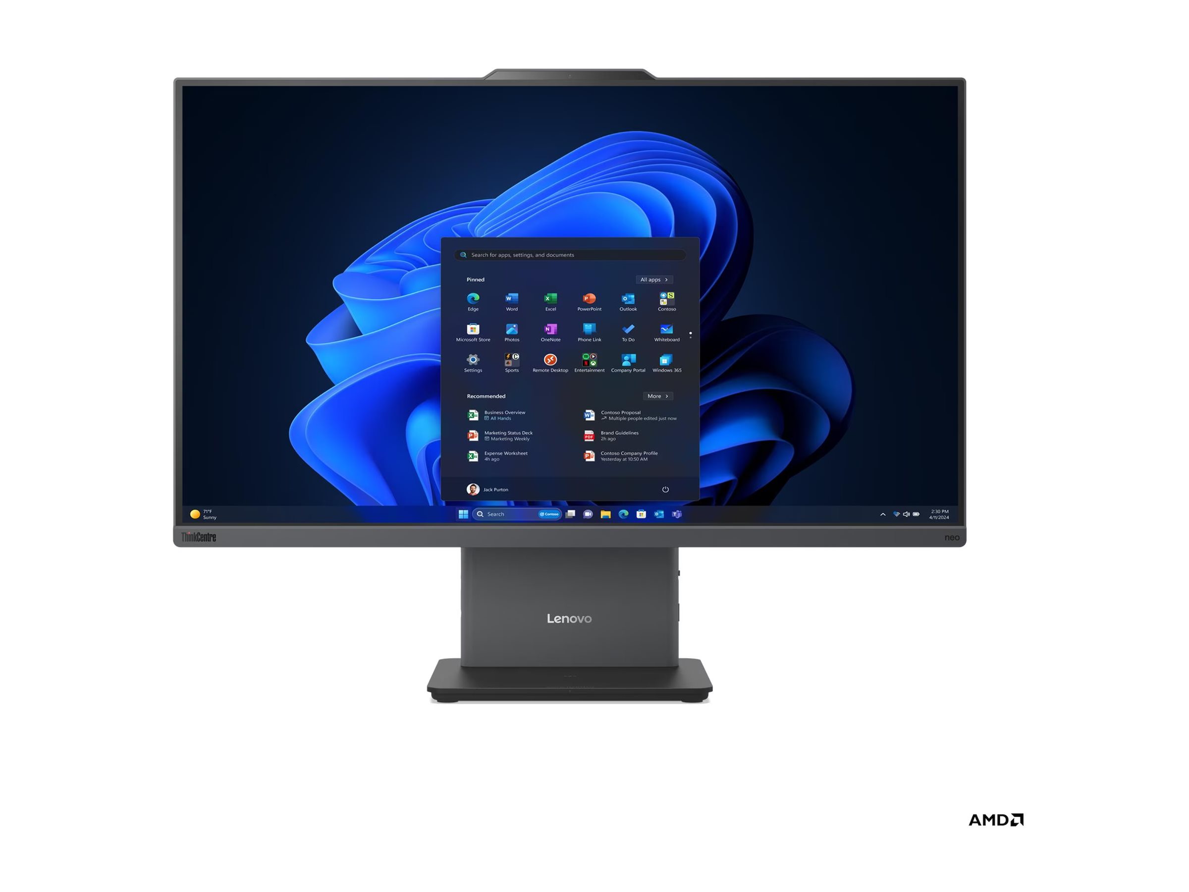 Lenovo ThinkCentre neo 55a 24 Gen 6 Touch 23.8 FHD AMD R5 220/16GB/512GB/AMD Radeon 740M/WIN11 Pro/ENG kbd/Luna Grey/3Y Warranty | Lenovo - Image 3