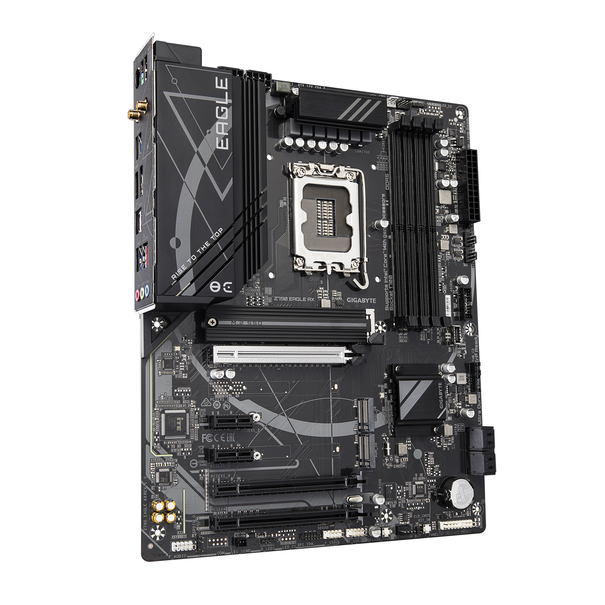 Gigabyte Z790 EAGLE AX | Processor family Intel | Processor socket LGA1700 | DDR5 DIMM | Supported hard disk drive interfaces SATA, M.2 | Number of SATA connectors 4 - Image 2