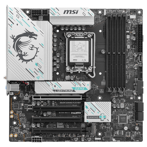 MSI B860M GAMING PLUS WIFI | Processor family Intel | Processor socket LGA1851 | DDR5 | Supported hard disk drive interfaces SATA, M.2 | Number of SATA connectors 4