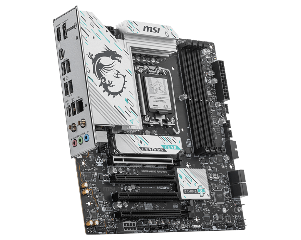 MSI B860M GAMING PLUS WIFI | Processor family Intel | Processor socket LGA1851 | DDR5 | Supported hard disk drive interfaces SATA, M.2 | Number of SATA connectors 4 - Image 4