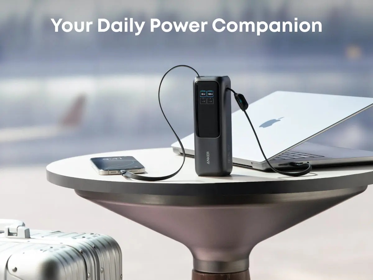 Anker Zolo Powerbank | A1695H11 | 25000 mAh | Built-In USB-C and Retractable Cable) | Grey - Image 9