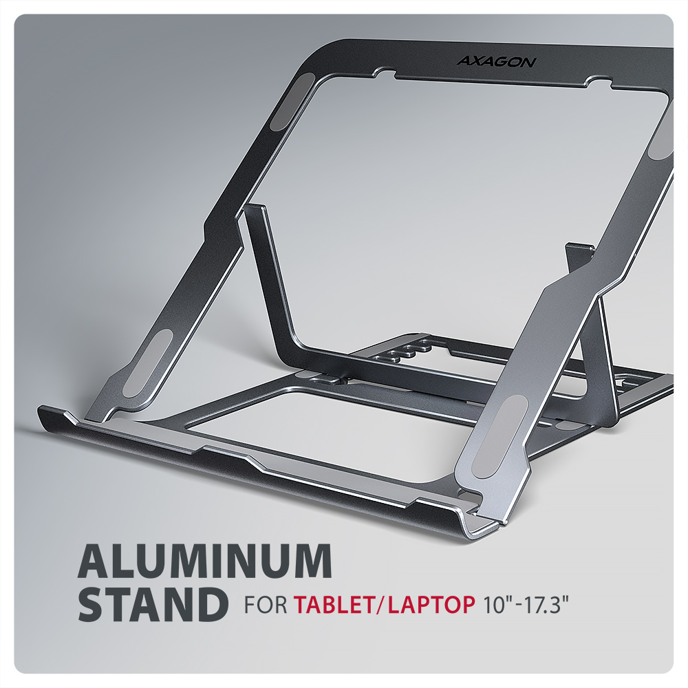 AXAGON STND-LAG stand for laptops and tablets | Adjustable Height, Angle | 10-17.3 " | Maximum weight (capacity) 20 kg | Grey - Image 2