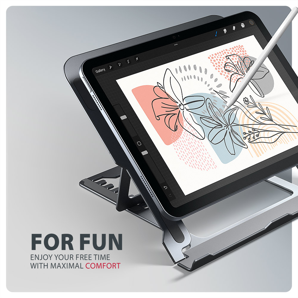 AXAGON STND-LAG stand for laptops and tablets | Adjustable Height, Angle | 10-17.3 " | Maximum weight (capacity) 20 kg | Grey - Image 7