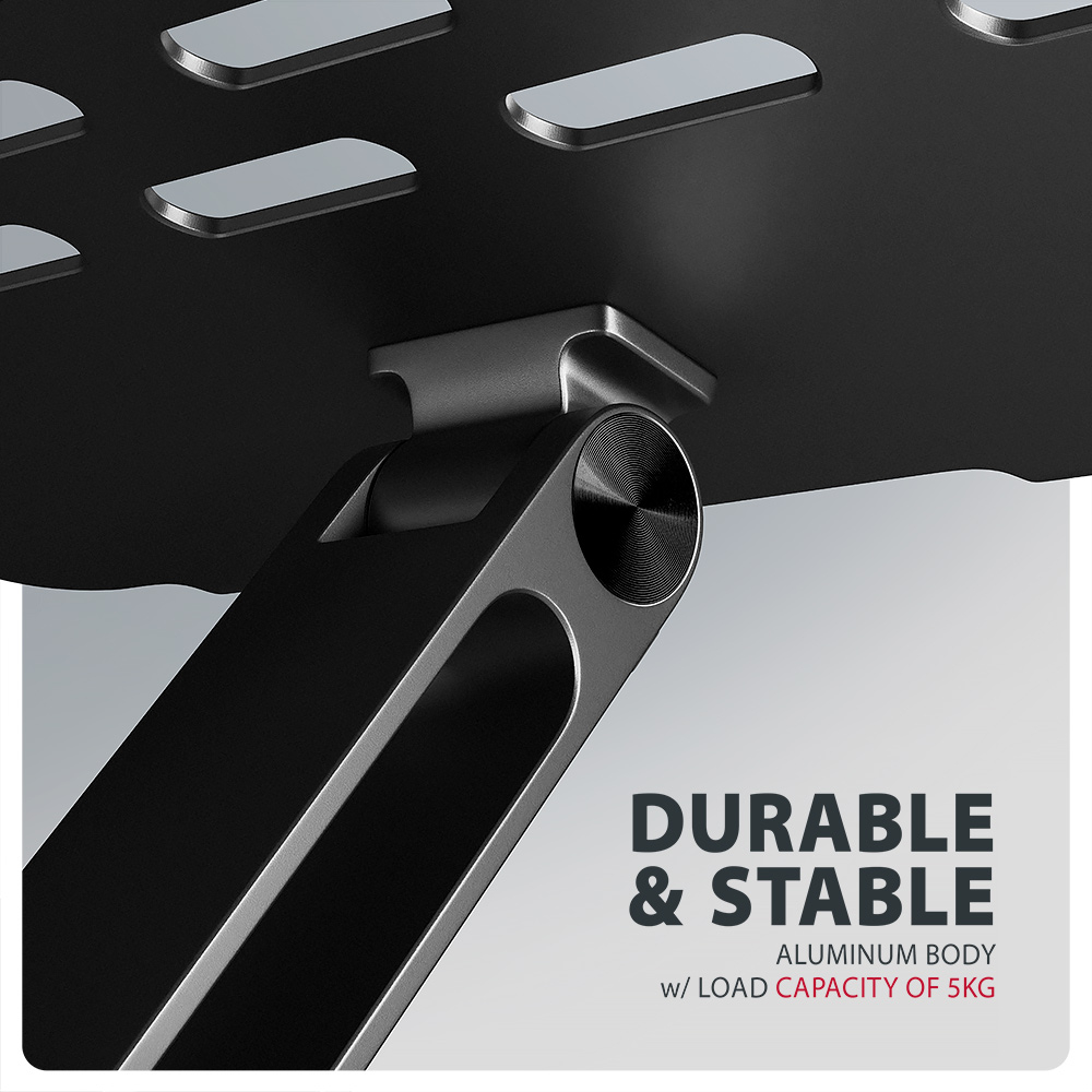 AXAGON STND-LQB stand for notebooks and tablets | Adjustable Height, Angle | 10-17.3 " | Maximum weight (capacity) 5 kg | Black - Image 4