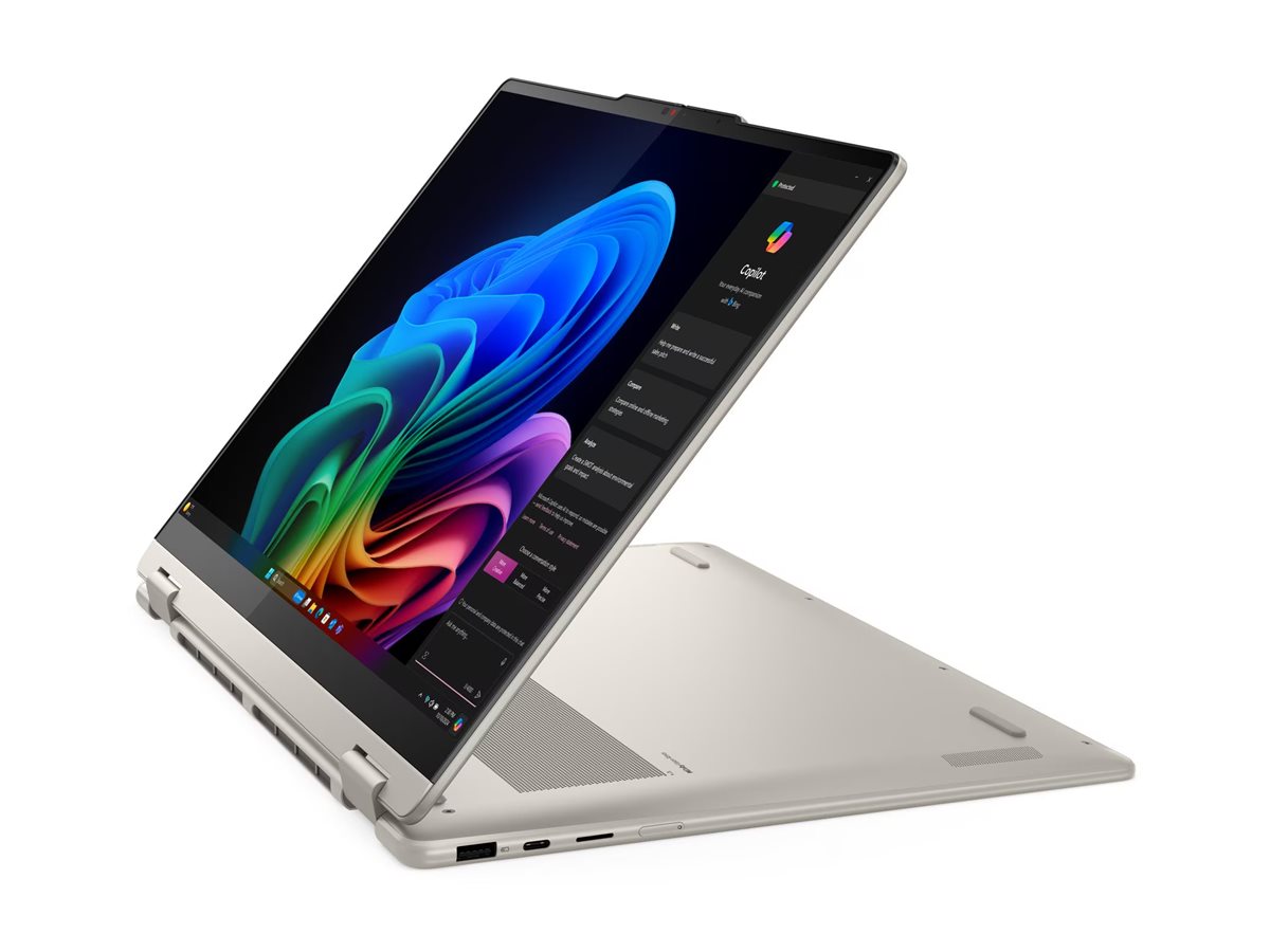Lenovo Yoga 7 2-in-1 16AKP10 | Seashell | 16 " | OLED | Touchscreen | 2.8K WQXGA+ | 2880 x 1800 pixels | AMD Ryzen AI 7 | 350 | 16 GB | Soldered LPDDR5x | Solid-state drive capacity 1000 GB | AMD Radeon 860M Graphics | Windows 11 Home | 802.11be | Bluetooth version 5.4 | Keyboard language Nordic | Keyboard backlit | Warranty 24 month(s) | Battery warranty 12 month(s) - Image 2
