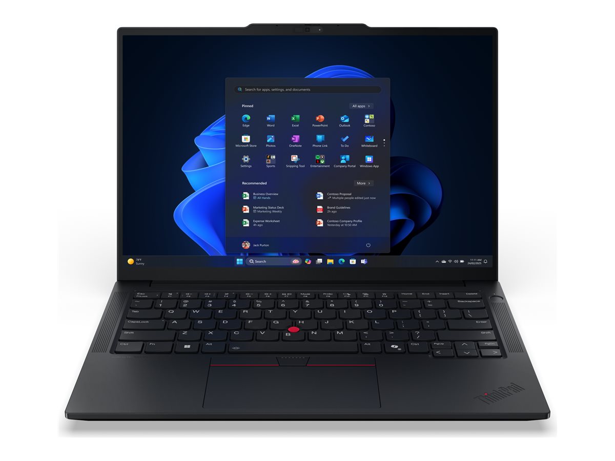 Lenovo ThinkPad E14 G7 Intel | Black | 14 " | IPS | WUXGA | 1920 x 1200 pixels | Anti-glare | Intel Core Ultra 7 | 258V | 32 GB | Soldered LPDDR5x | Solid-state drive capacity 512 GB | Intel Arc Graphics 140V | Windows 11 Pro | 802.11ax | Bluetooth version 5.3 | Keyboard language English | Keyboard backlit | Warranty 36 month(s) | Battery warranty 12 month(s)