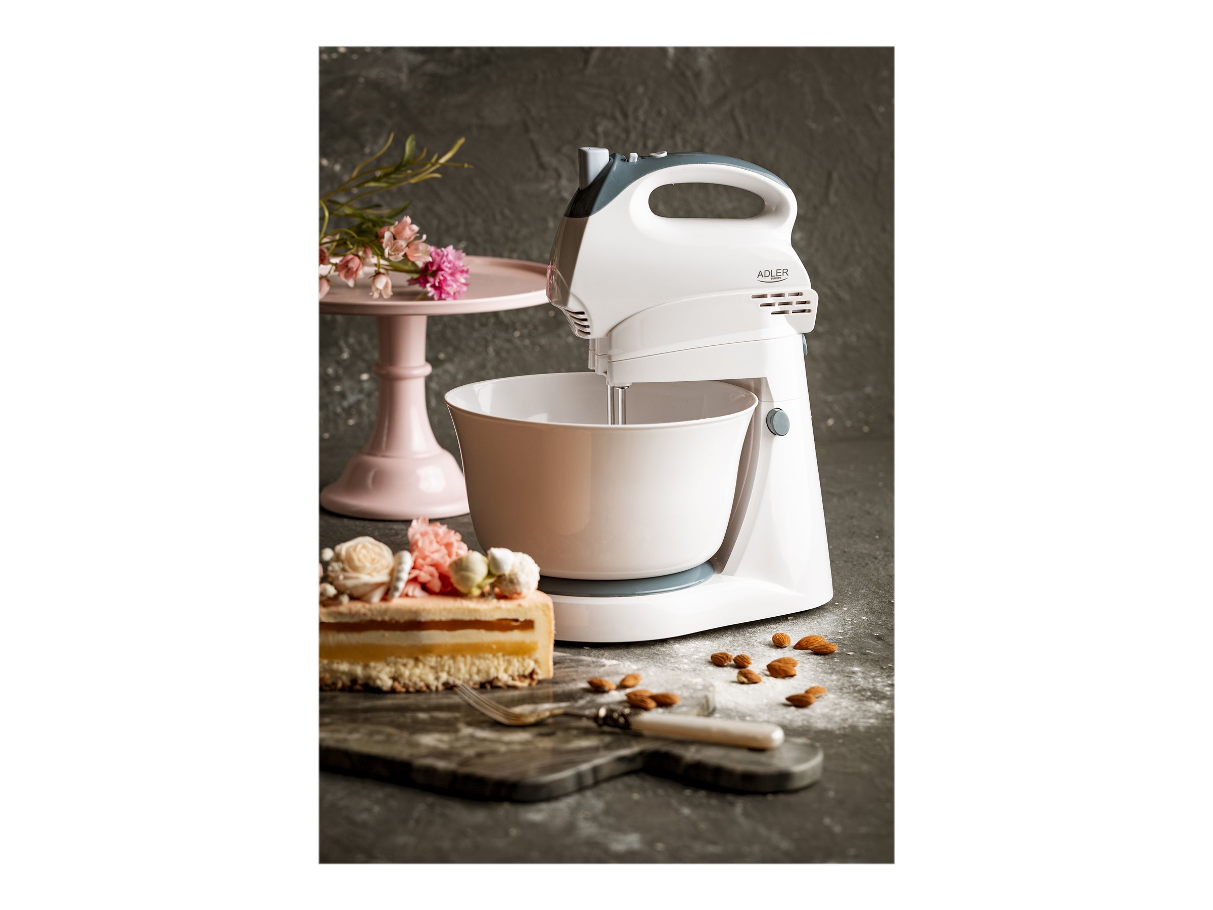 Adler | Mixer | AD 4202 | Mixer with bowl | 300 W | Number of speeds 5 | Turbo mode | White - Image 11