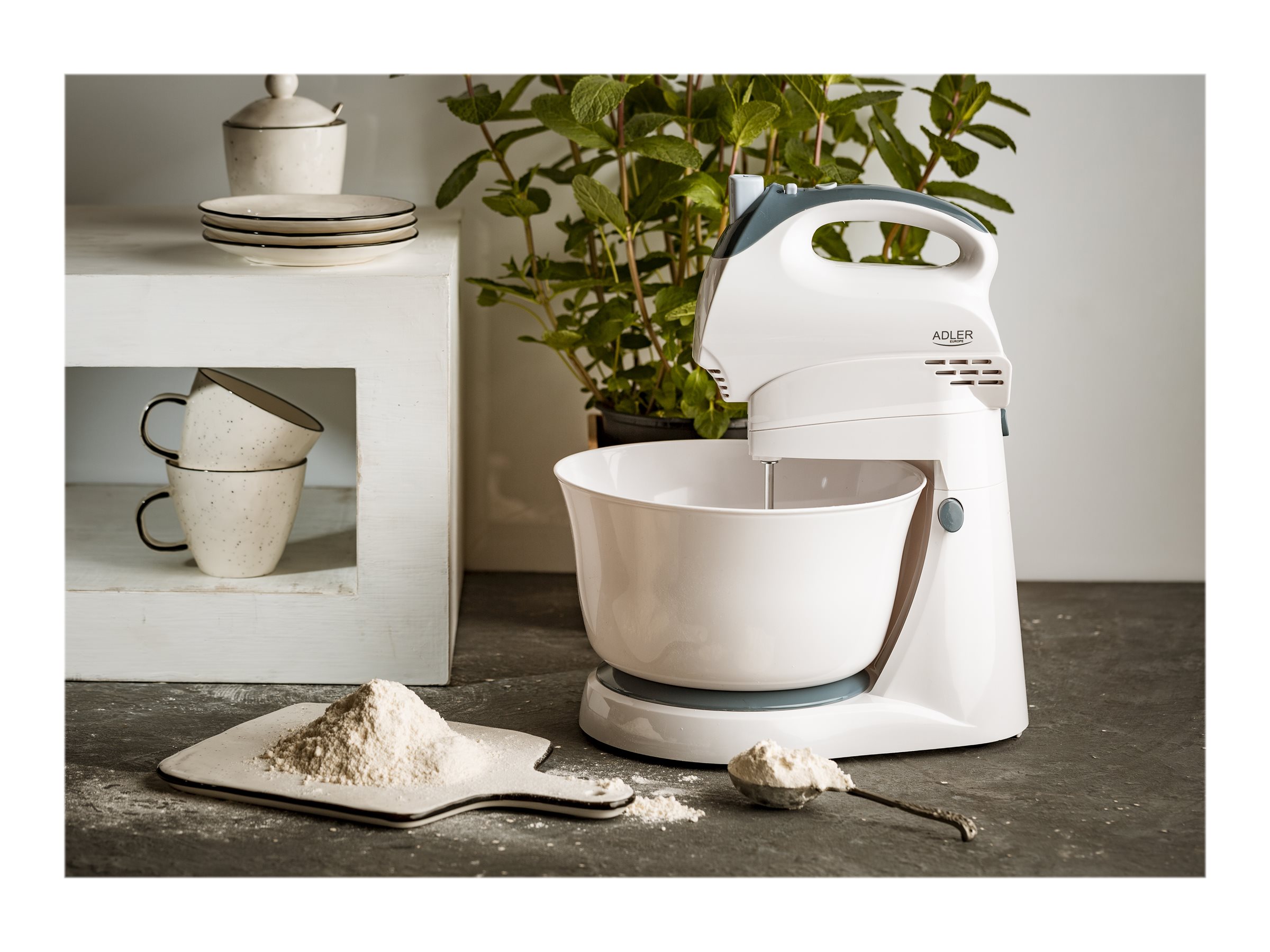 Adler | Mixer | AD 4202 | Mixer with bowl | 300 W | Number of speeds 5 | Turbo mode | White - Image 12