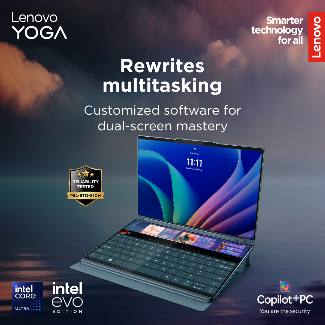 Lenovo Yoga Book 9 14IAH10 | Tidal Teal | 2x14 " | OLED | Touchscreen | 2.8K WQXGA+ | 2880 x 1800 pixels | Glossy | Intel Core Ultra 7 | 255H | 32 GB | Soldered LPDDR5x | Solid-state drive capacity 1000 GB | Intel Arc Graphics | Windows 11 Pro | 802.11be | Bluetooth version 5.4 | Keyboard language Nordic | Keyboard backlit | Warranty 24 month(s) | Battery warranty 12 month(s) - Image 58