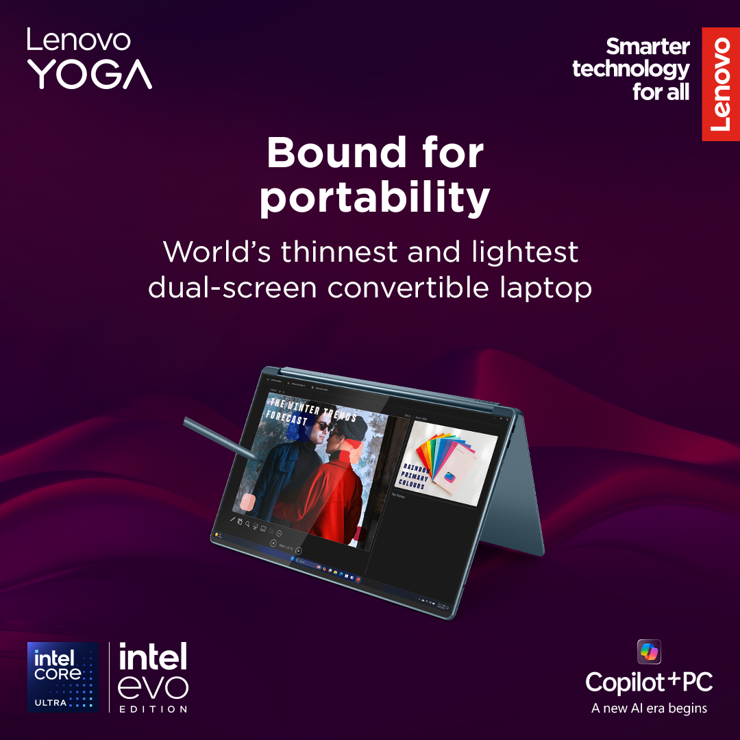 Lenovo Yoga Book 9 14IAH10 | Tidal Teal | 2x14 " | OLED | Touchscreen | 2.8K WQXGA+ | 2880 x 1800 pixels | Glossy | Intel Core Ultra 7 | 255H | 32 GB | Soldered LPDDR5x | Solid-state drive capacity 1000 GB | Intel Arc Graphics | Windows 11 Pro | 802.11be | Bluetooth version 5.4 | Keyboard language Nordic | Keyboard backlit | Warranty 24 month(s) | Battery warranty 12 month(s) - Image 63