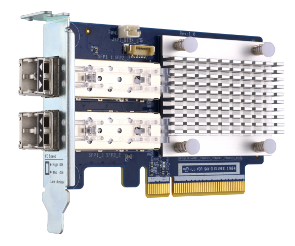 QNAP Dual-port 16Gb Enhanced Gen 5 Fibre Channel expansion Card with SFP+ transceivers | QXP-16G2FC