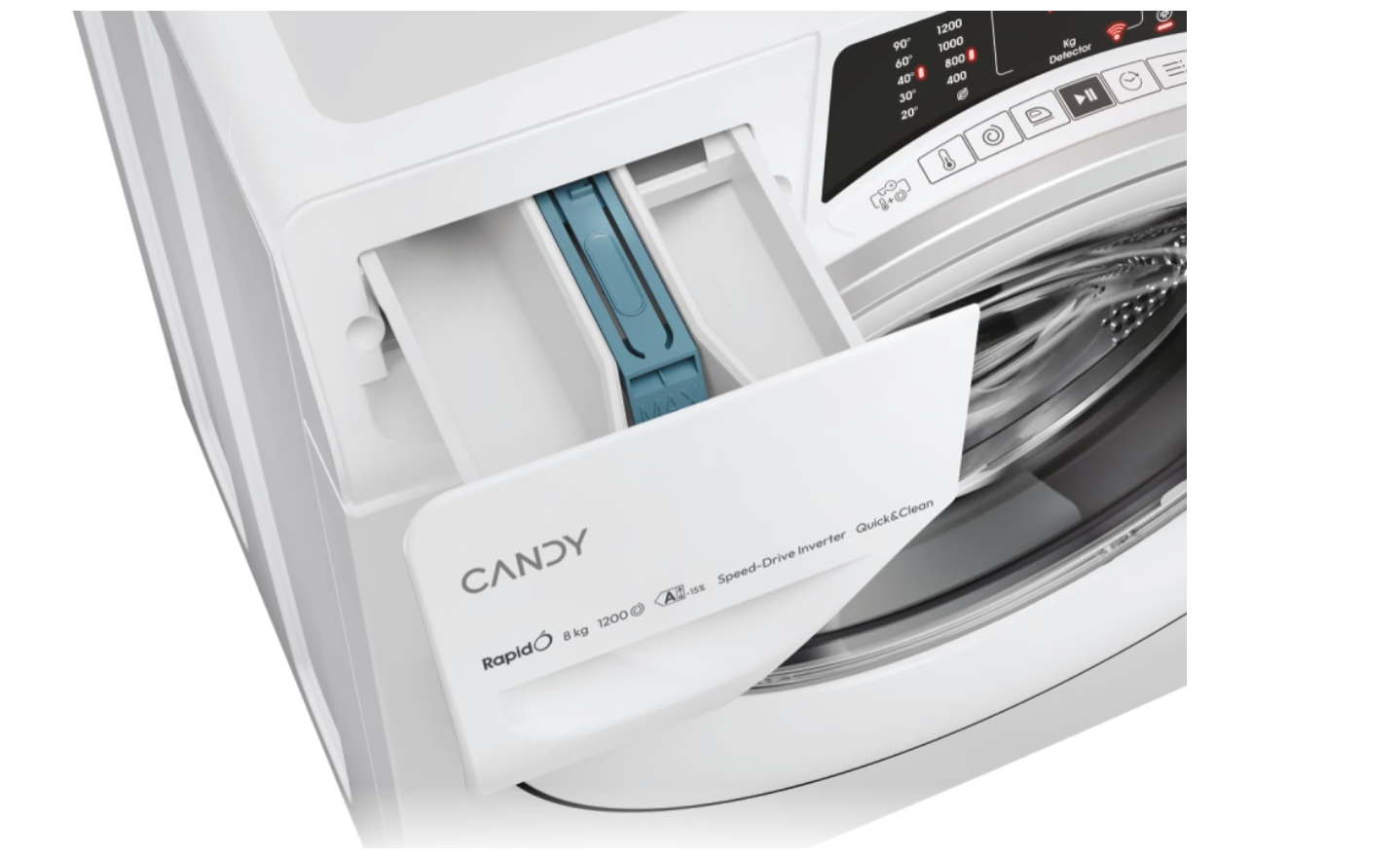 Candy Washing Machine | RO 284DWMS7/1-S | Energy efficiency class A | Front loading | Washing capacity 8 kg | 1200 RPM | Depth 53 cm | Width 60 cm | Display | TFT | Steam function | Wi-Fi | White - Image 8