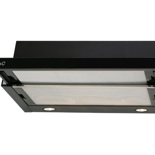 CATA | Hood | TF 2003 600 GBK | Telescopic | Energy efficiency class C | Width 60 cm | 390 m³/h | Mechanical control | LED | Black Glass