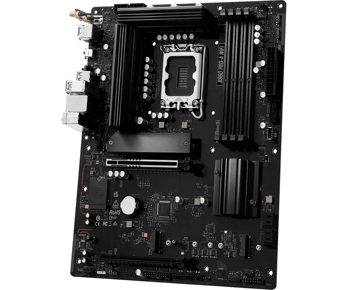 ASRock B860 PRO-A WIFI | Processor family Intel | Processor socket LGA1851 | DDR5 | Supported hard disk drive interfaces SATA, M.2 | Number of SATA connectors 4 - Image 5