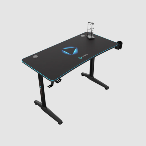 Onex | Gaming Desk w/Cup holder, headset hook, Gamepad holder, Full coverage mouse pad | GD1200H | Black