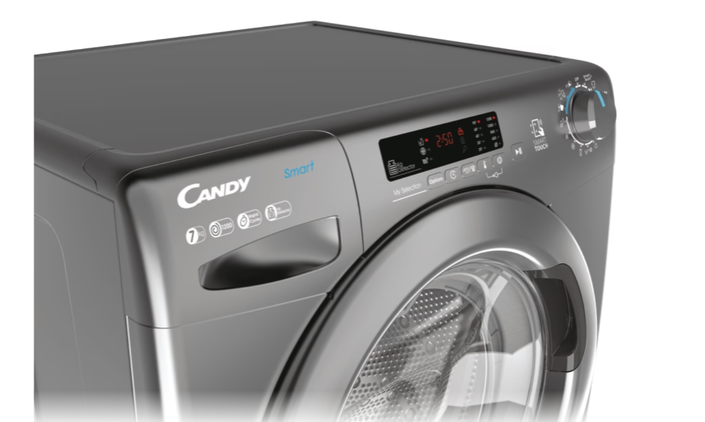 Candy Washing Machine | CS 1272DRRE/1-S | Energy efficiency class D | Front loading | Washing capacity 7 kg | 1200 RPM | Depth 49 cm | Width 60 cm | Display | LCD | Anthracite - Image 4