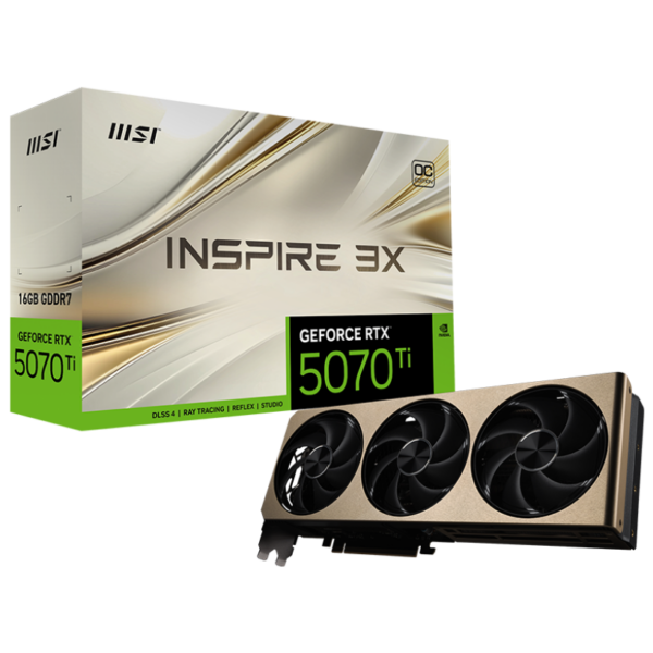 MSI GeForce RTX 5070 Ti 16G INSPIRE 3X OC PLUS | NVIDIA | 16 GB | GeForce RTX 5070 Ti | GDDR7 | HDMI ports quantity 1 | PCI Express Gen 5