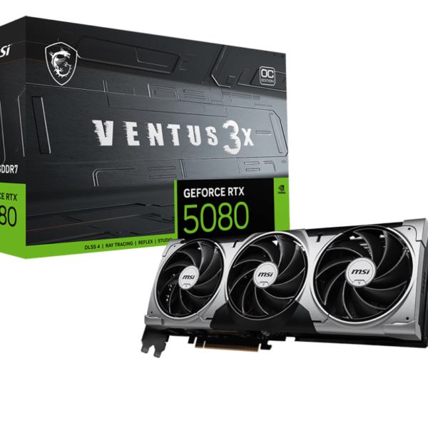 MSI GeForce RTX 5080 16G VENTUS 3X OC | NVIDIA | 16 GB | GeForce RTX 5080 | HDMI ports quantity 1 | PCI Express Gen 5 | Memory clock speed 2655 MHz