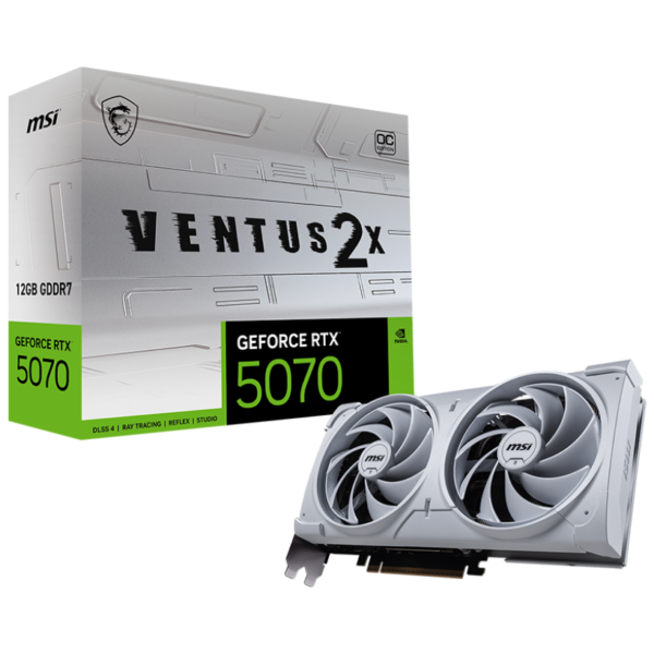 MSI GeForce RTX 5070 12G VENTUS 2X OC WHITE | NVIDIA | 12 GB | GeForce RTX 5070 | GDDR7 | HDMI ports quantity 1 | PCI Express Gen 5
