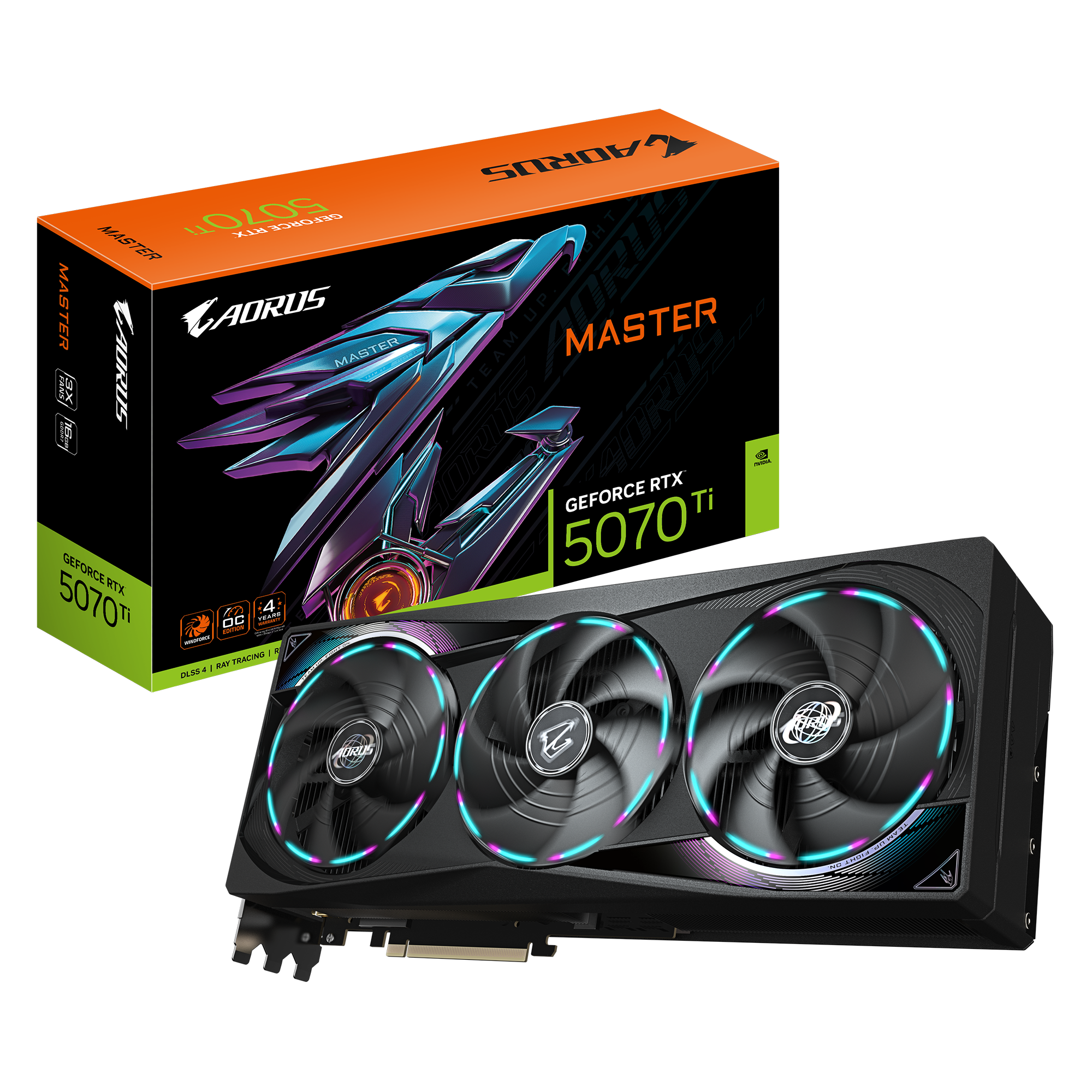 Gigabyte AORUS GeForce RTX 5070 Ti MASTER 16G | NVIDIA | 16 GB | GeForce RTX 5070 Ti | GDDR7 | HDMI ports quantity 1 | PCI-E 5.0